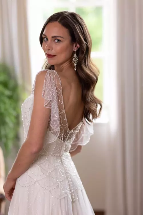 Apollo Silver Art Deco Beaded Bridal Gown Nicki Flynn by True Bride